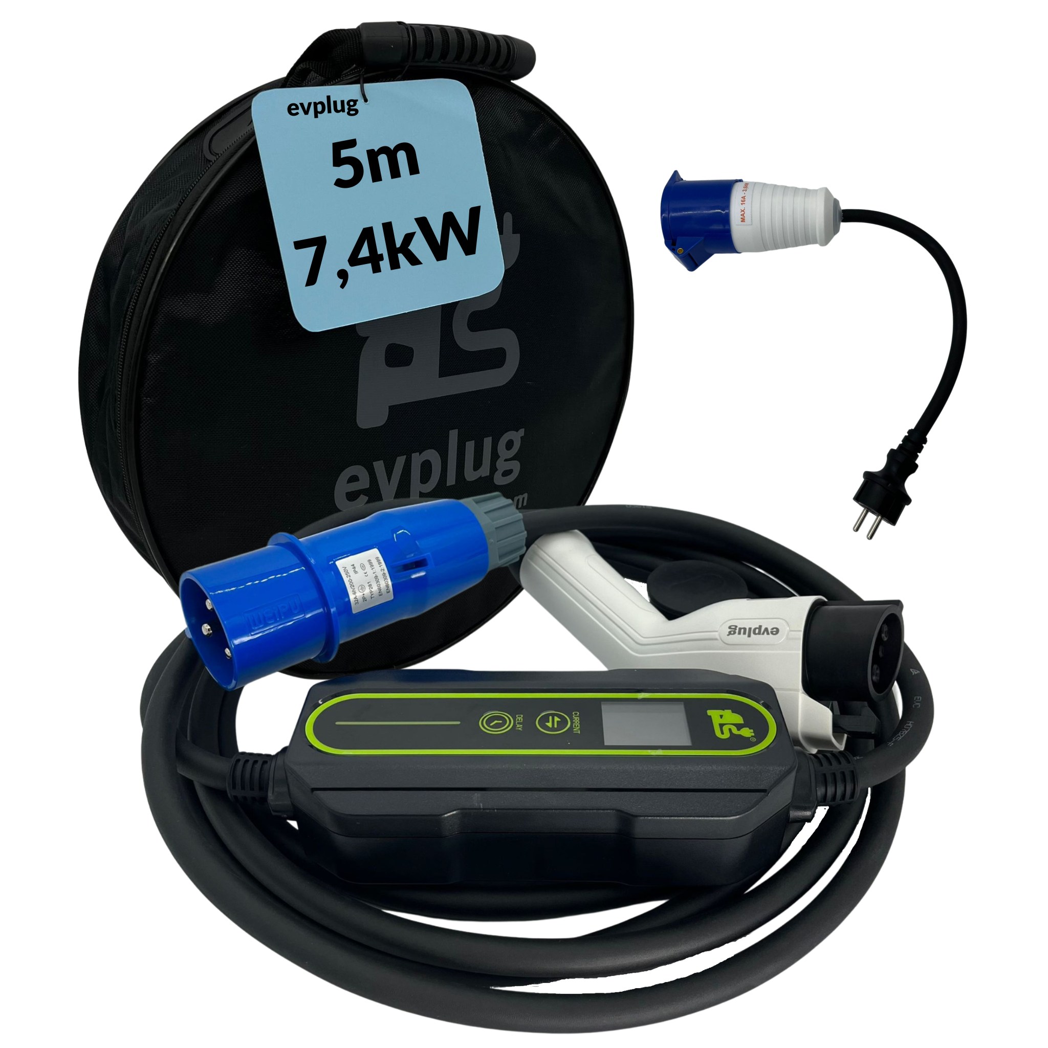 EVPLUG® Portable EV Charger for EV PHEV electric car | Timer 